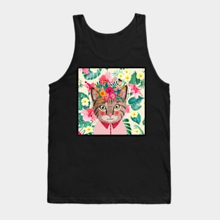 cat with flowers Tank Top